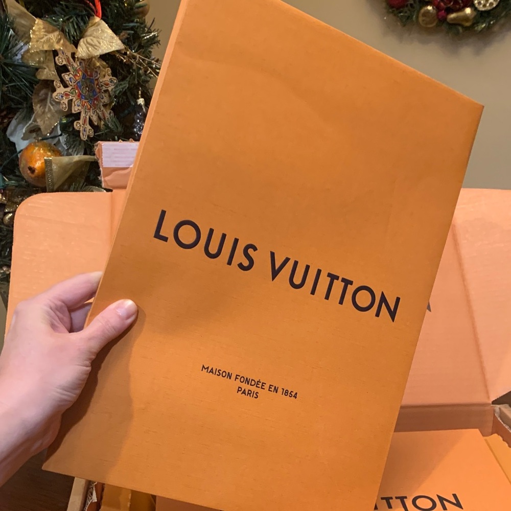 Louis Vuitton Signature Orange Gift paper bag with fabric handles, at new cond